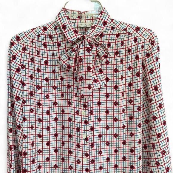 Vtg 70s/80s James Kenrob by Dalton red and blue button up shirt size 6 fits S/M - Picture 3 of 8